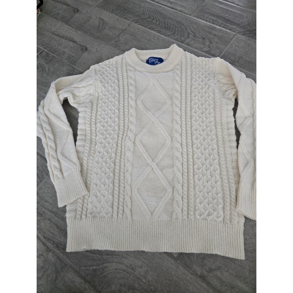 Aelfric Eden Cream Cable Knit Fisherman Sweater Crew Neck XS Cream Cozy Cabin